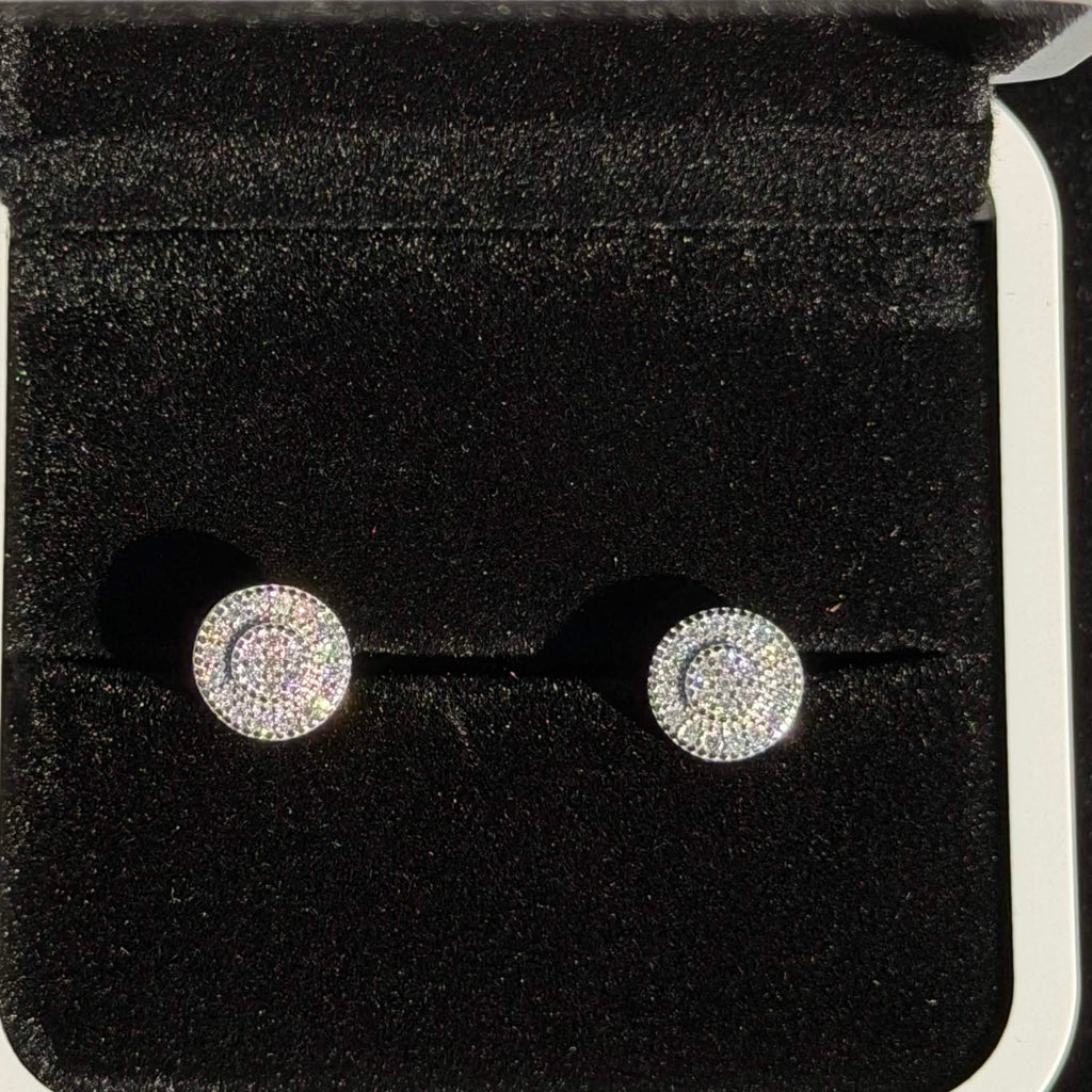 925 Sterling Silver Moissanite Round Halo Stud Earrings
