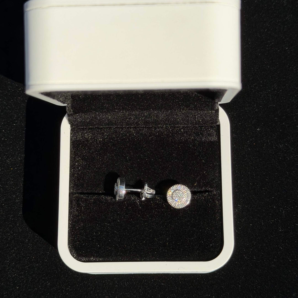 925 Sterling Silver Moissanite Round Halo Stud Earrings