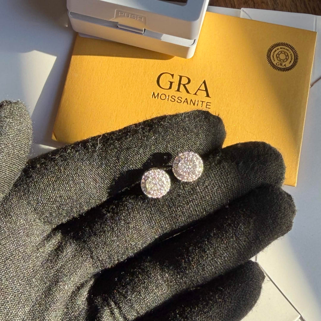 925 Sterling Silver Moissanite Round Cluster Stud Earrings