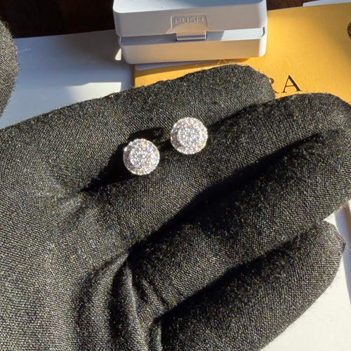 925 Sterling Silver Moissanite Round Cluster Stud Earrings