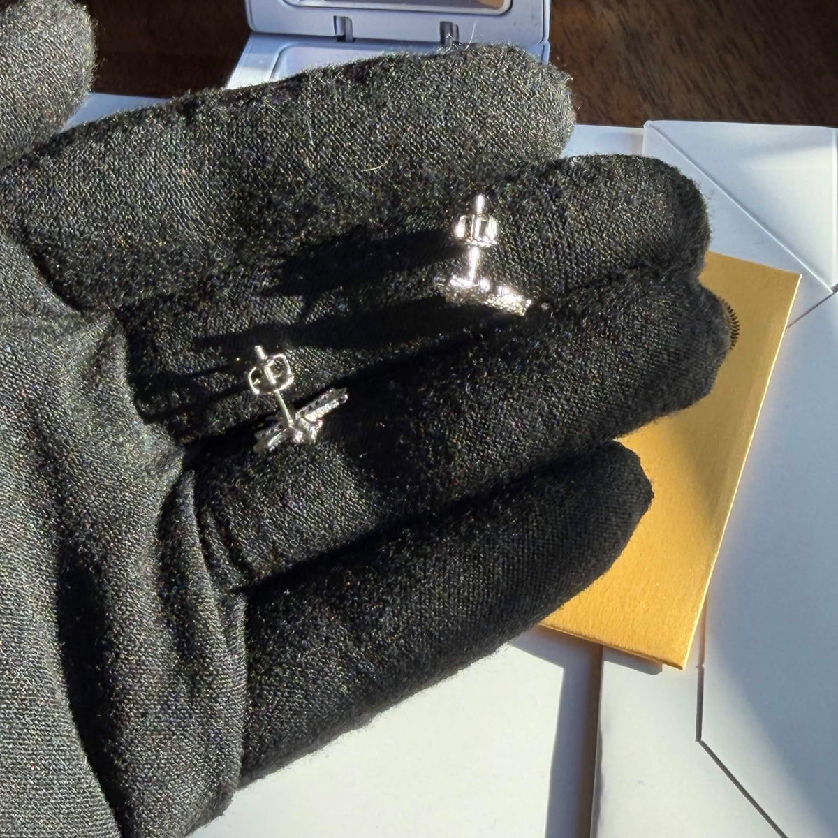 925 Sterling Silver Moissanite Cross Stud Earrings