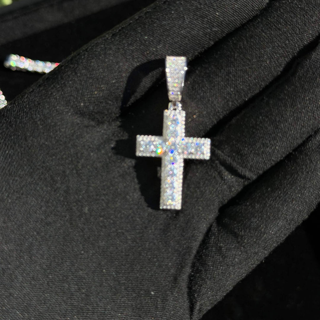 Iced Moissanite Cross Pendant | 925 Sterling Silver